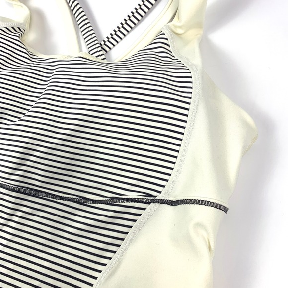 Lululemon Energy Tank Hyper Stripe Angel Wing Sz 4 Ivory Minimal Signs of Wear - Picture 3 of 10
